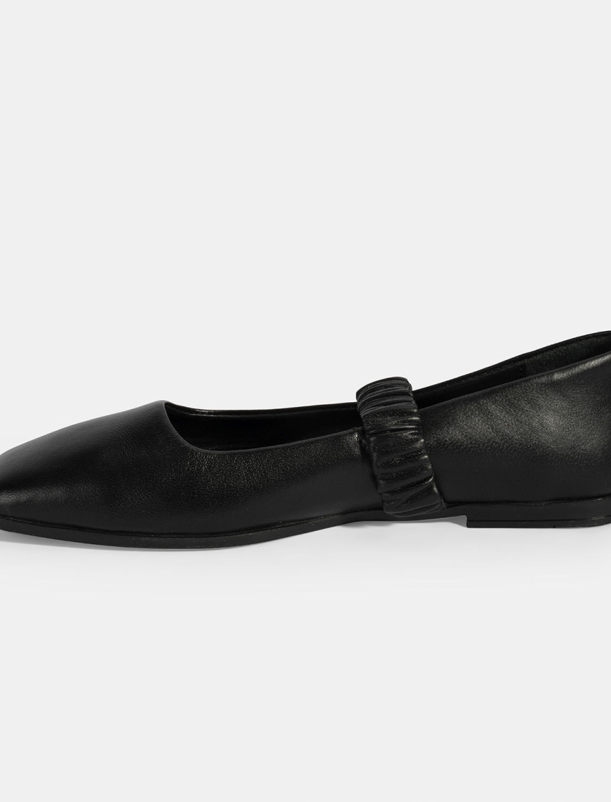 Kadın Siyah Mary Jane Deri Babet Kadın Siyah Mary Jane Deri Babet