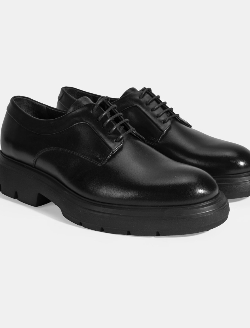 Erkek Siyah Bağcıklı Deri Klasik Ayakkabı Erkek Siyah Bağcıklı Deri Klasik Ayakkabı