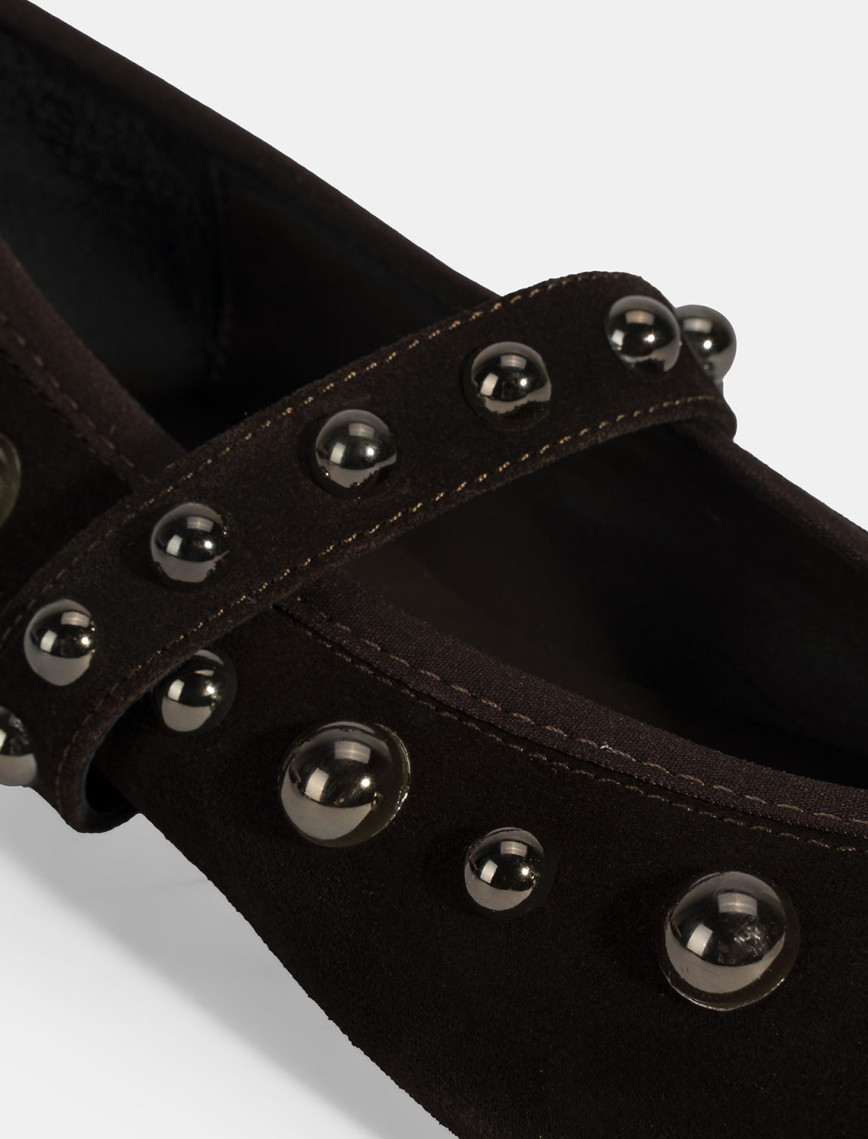 Kadın Kahve Metal Zımba Detaylı Mary Jane Babet Kadın Kahve Metal Zımba Detaylı Mary Jane Babet