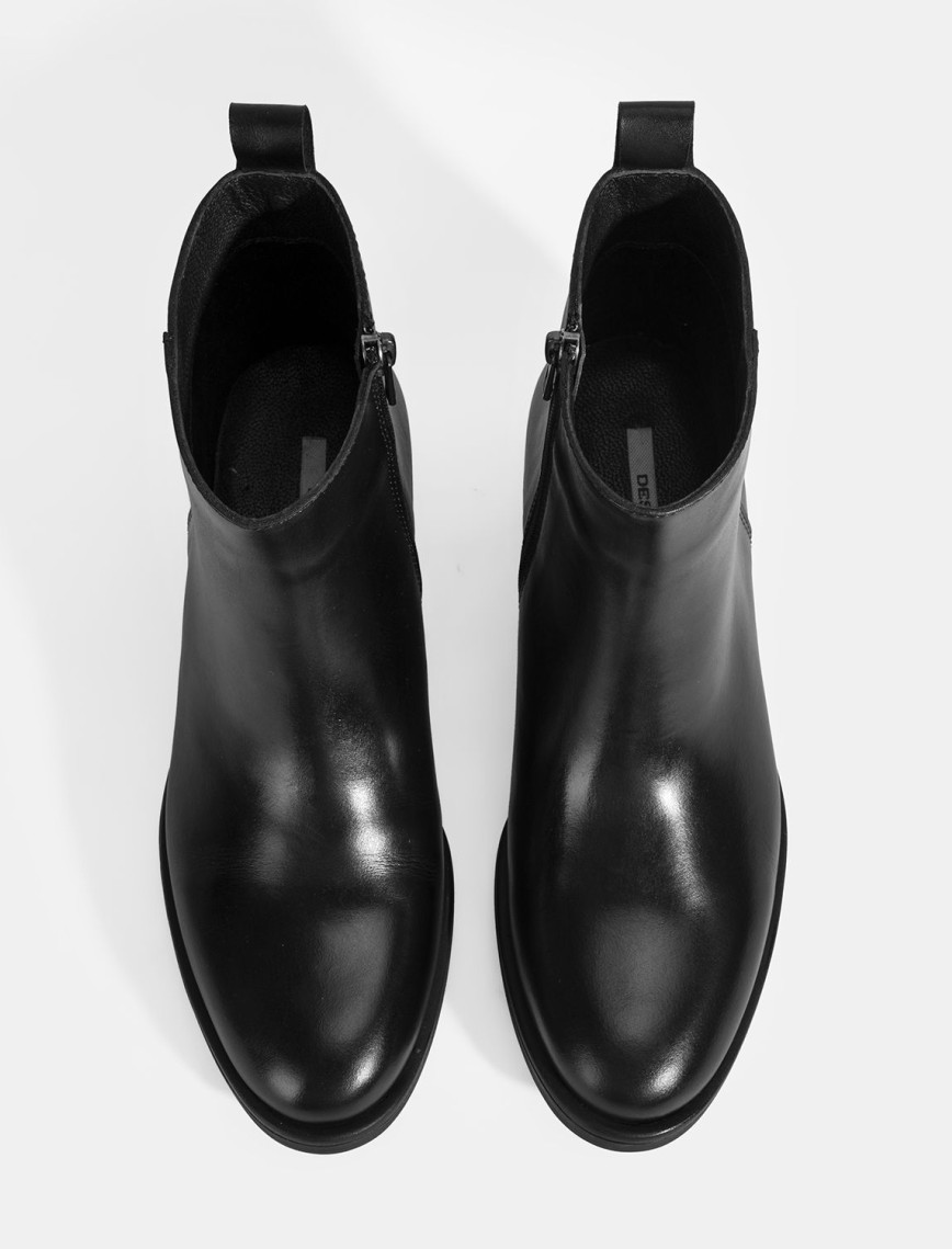 Kadın Siyah Fermuarlı Deri Bot Kadın Siyah Fermuarlı Deri Bot