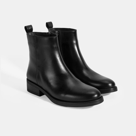 Kadın Siyah Fermuarlı Deri Bot Kadın Siyah Fermuarlı Deri Bot