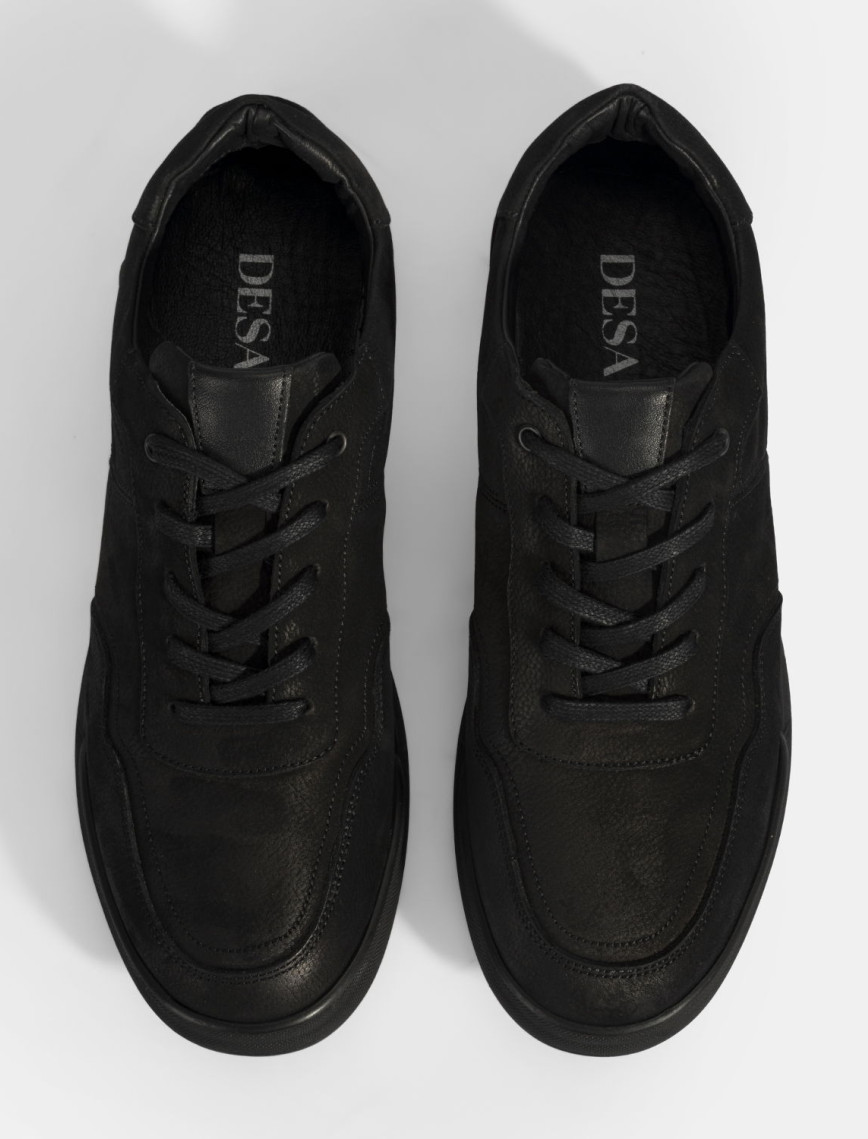 Erkek Siyah Bağcıklı Deri Spor Ayakkabı Erkek Siyah Bağcıklı Deri Spor Ayakkabı