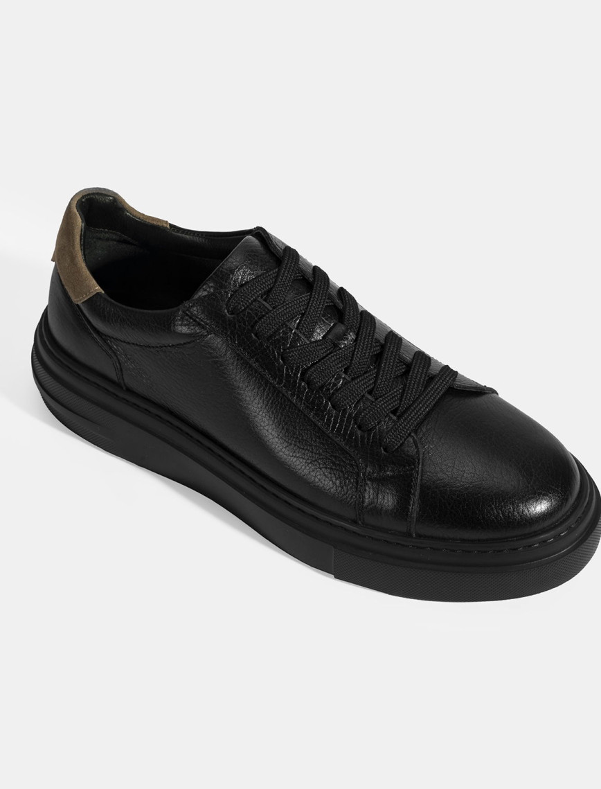 Erkek Siyah Bağcıklı Deri Günlük Ayakkabı Erkek Siyah Bağcıklı Deri Günlük Ayakkabı