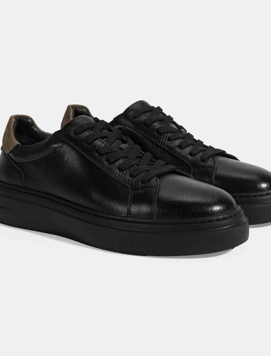 Erkek Siyah Bağcıklı Deri Günlük Ayakkabı Erkek Siyah Bağcıklı Deri Günlük Ayakkabı