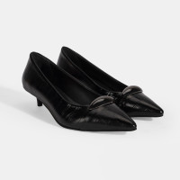 Kadın Siyah Kroko Baskılı Deri Topuklu Ayakkabı Kadın Siyah Kroko Baskılı Deri Topuklu Ayakkabı