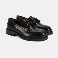 Kadın Bordo Püskül Detaylı Deri Loafer Kadın Bordo Püskül Detaylı Deri Loafer