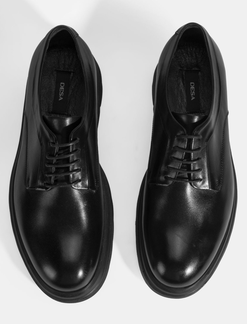 Erkek Siyah Bağcıklı Deri Klasik Ayakkabı Erkek Siyah Bağcıklı Deri Klasik Ayakkabı