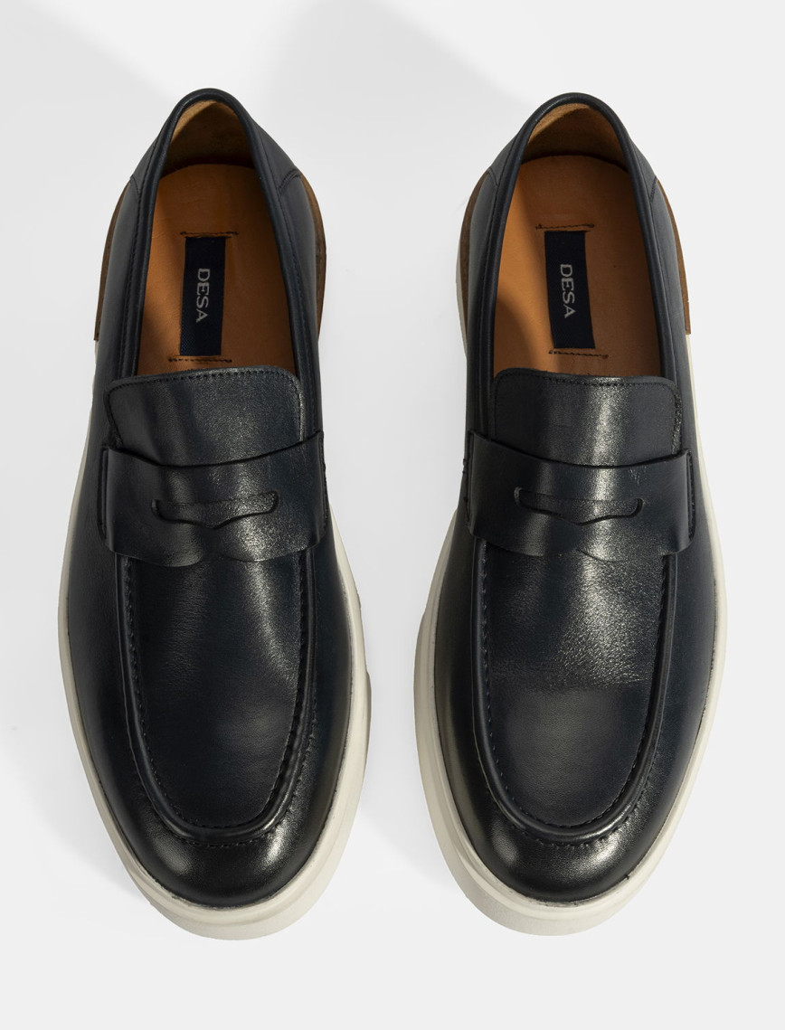 Erkek Lacivert Deri Loafer Erkek Lacivert Deri Loafer