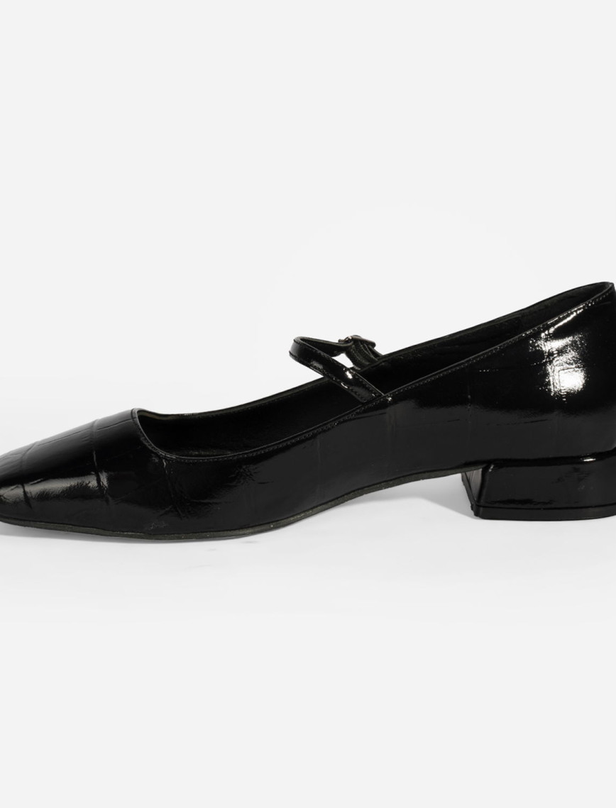 Kadın Siyah Kroko Baskılı Mary Jane Günlük Ayakkabı Kadın Siyah Kroko Baskılı Mary Jane Günlük Ayakkabı