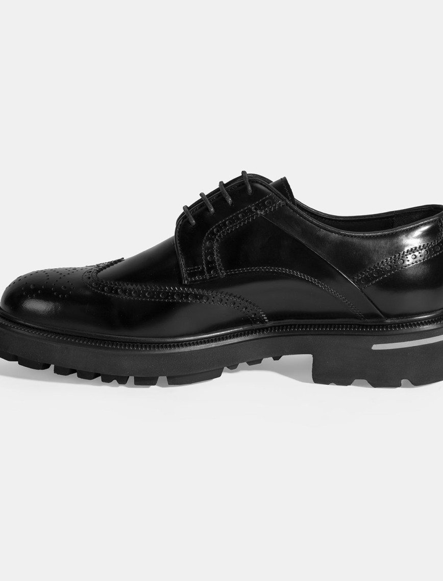 Erkek Siyah Bağcıklı Klasik Deri Ayakkabı Erkek Siyah Bağcıklı Klasik Deri Ayakkabı