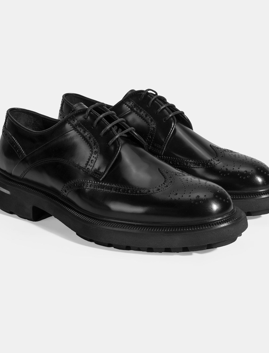 Erkek Siyah Bağcıklı Klasik Deri Ayakkabı Erkek Siyah Bağcıklı Klasik Deri Ayakkabı