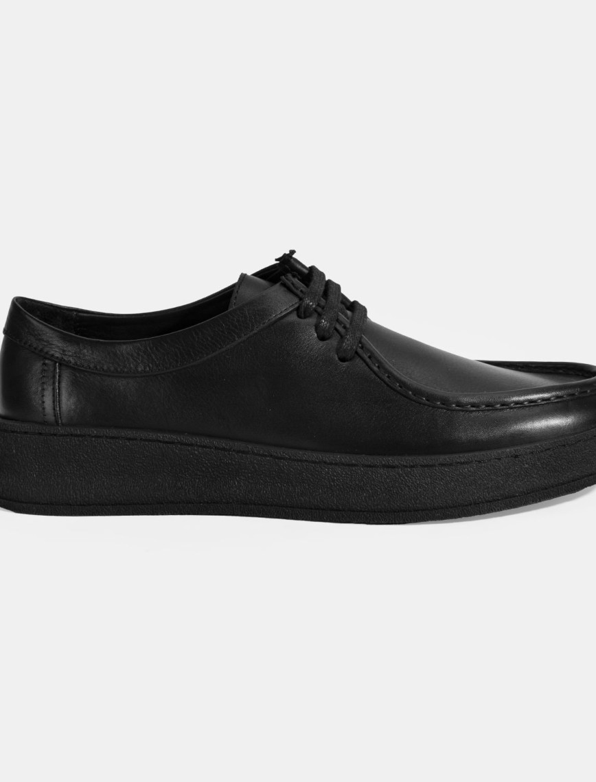 Erkek Siyah Bağcıklı Deri Günlük Ayakkabı Erkek Siyah Bağcıklı Deri Günlük Ayakkabı