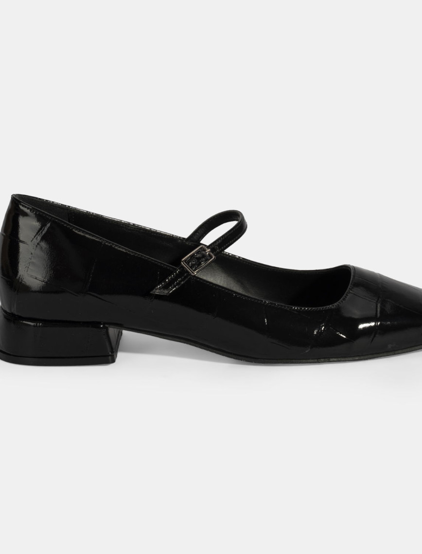 Kadın Siyah Kroko Baskılı Mary Jane Günlük Ayakkabı Kadın Siyah Kroko Baskılı Mary Jane Günlük Ayakkabı