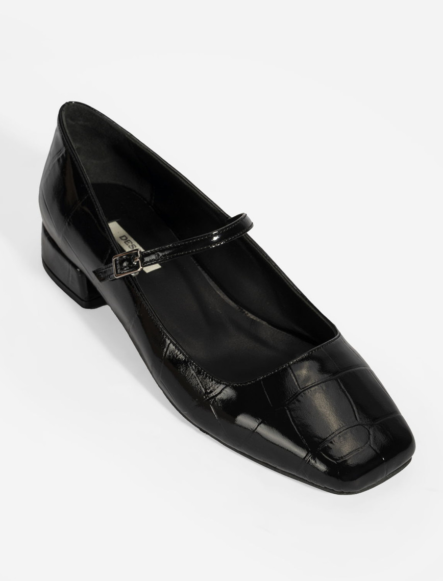 Kadın Siyah Kroko Baskılı Mary Jane Günlük Ayakkabı Kadın Siyah Kroko Baskılı Mary Jane Günlük Ayakkabı