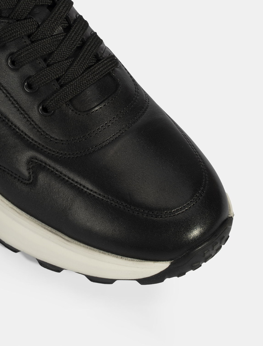 Erkek Siyah Bağcıklı Deri Spor Ayakkabı Erkek Siyah Bağcıklı Deri Spor Ayakkabı