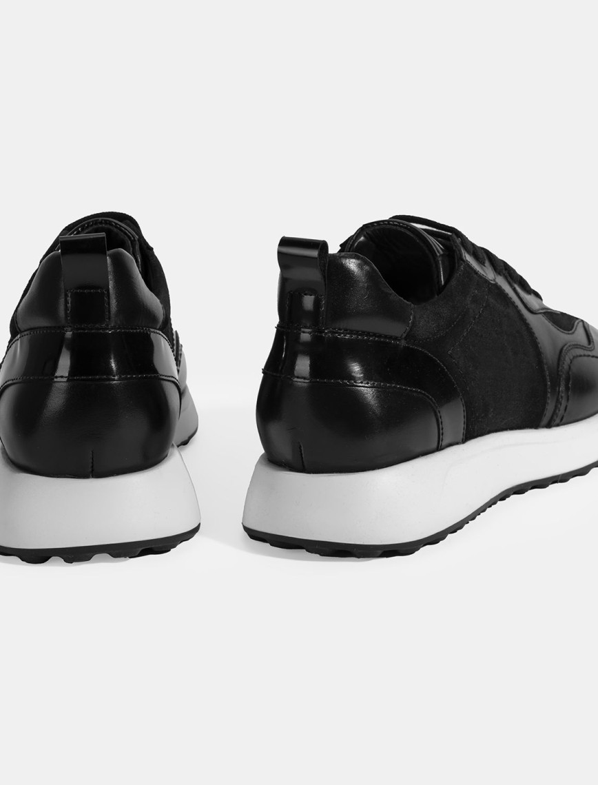 Erkek Siyah Bağcıklı Deri Spor Ayakkabı Erkek Siyah Bağcıklı Deri Spor Ayakkabı