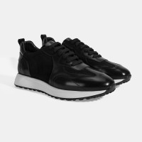 Erkek Siyah Bağcıklı Deri Spor Ayakkabı Erkek Siyah Bağcıklı Deri Spor Ayakkabı