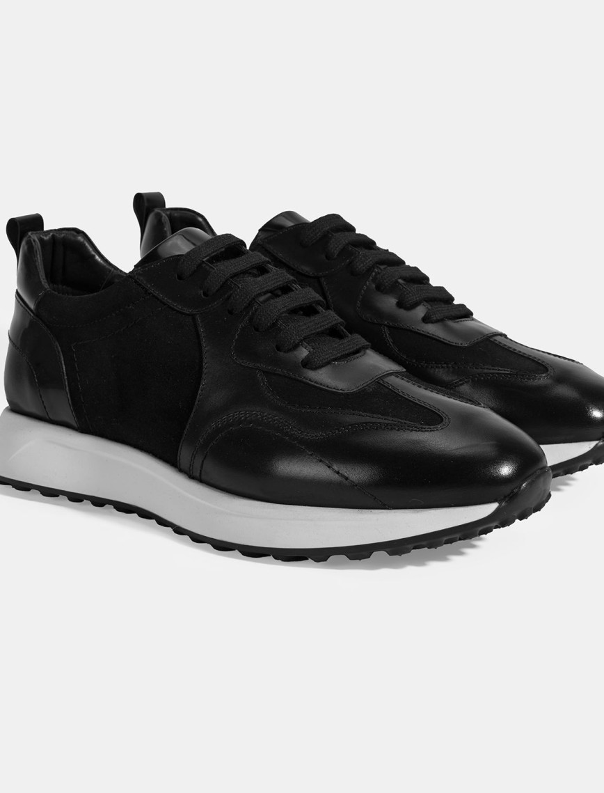 Erkek Siyah Bağcıklı Deri Spor Ayakkabı Erkek Siyah Bağcıklı Deri Spor Ayakkabı