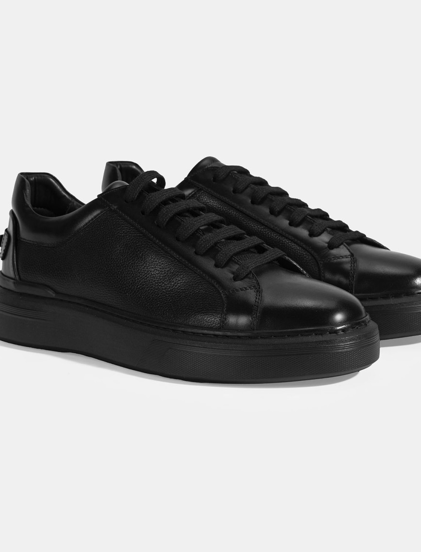 Erkek Siyah Bağcıklı Deri Günlük Ayakkabı Erkek Siyah Bağcıklı Deri Günlük Ayakkabı