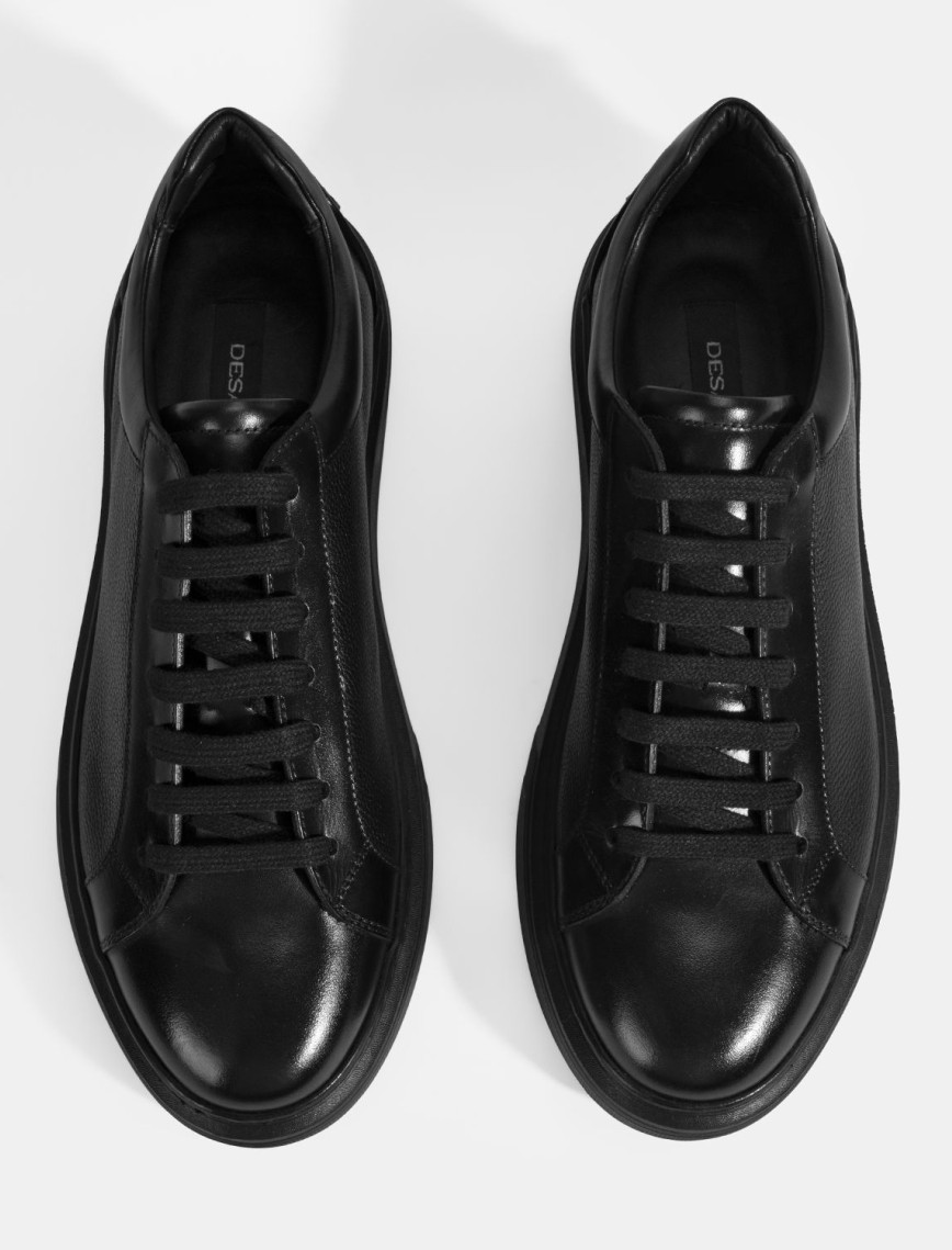 Erkek Siyah Bağcıklı Deri Günlük Ayakkabı Erkek Siyah Bağcıklı Deri Günlük Ayakkabı