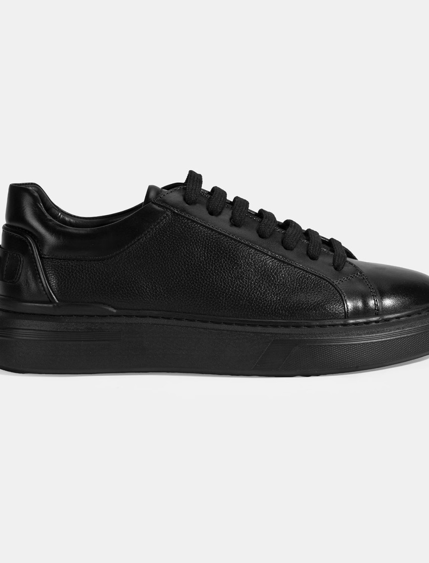 Erkek Siyah Bağcıklı Deri Günlük Ayakkabı Erkek Siyah Bağcıklı Deri Günlük Ayakkabı