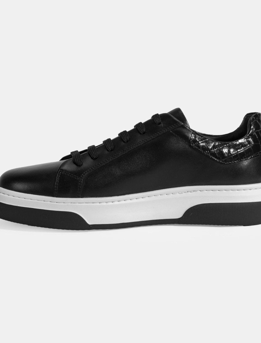 Erkek Siyah Bağcıklı Deri Spor Ayakkabı Erkek Siyah Bağcıklı Deri Spor Ayakkabı