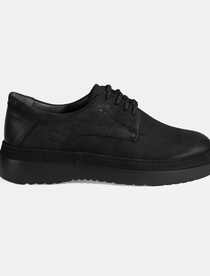 Erkek Siyah Bağcıklı Günlük Nubuk Deri Ayakkabı Erkek Siyah Bağcıklı Günlük Nubuk Deri Ayakkabı