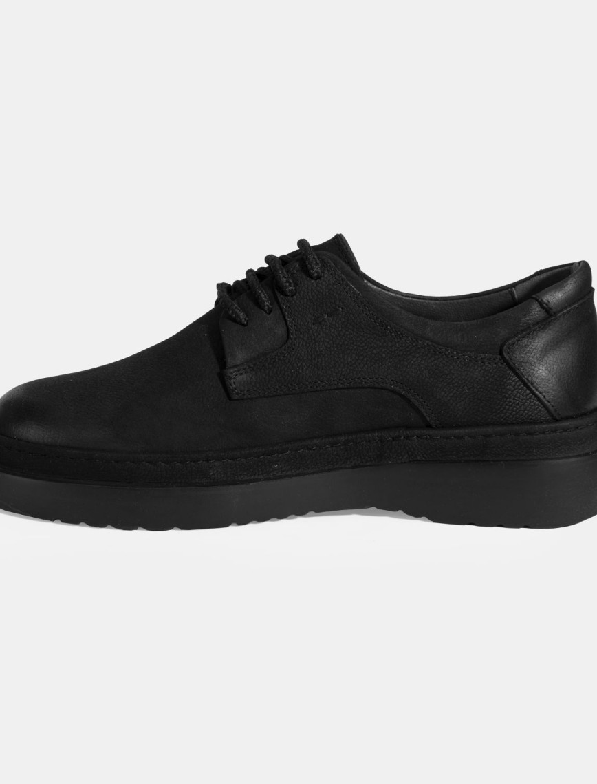 Erkek Siyah Bağcıklı Günlük Nubuk Deri Ayakkabı Erkek Siyah Bağcıklı Günlük Nubuk Deri Ayakkabı