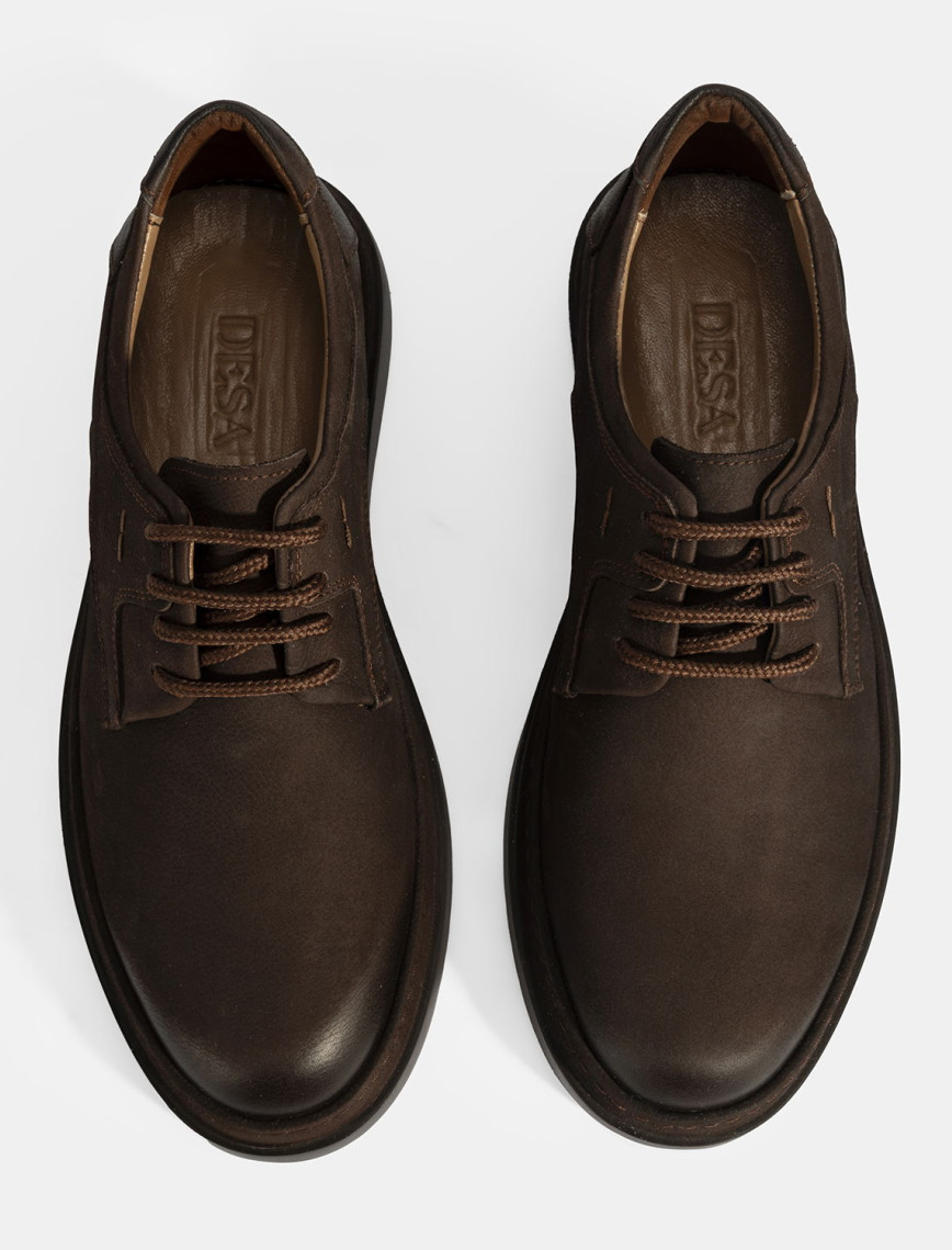 Erkek Kahve Bağcıklı Günlük Nubuk Deri Ayakkabı Erkek Kahve Bağcıklı Günlük Nubuk Deri Ayakkabı