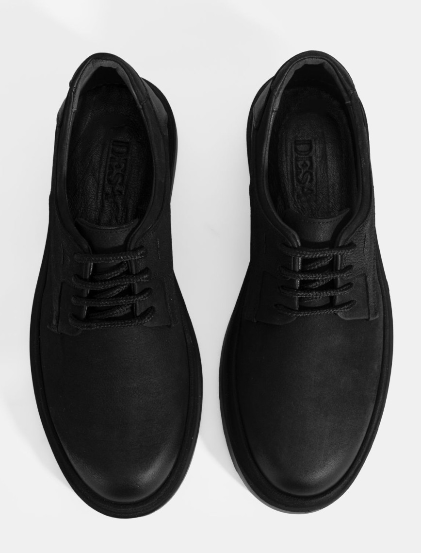 Erkek Siyah Bağcıklı Günlük Nubuk Deri Ayakkabı Erkek Siyah Bağcıklı Günlük Nubuk Deri Ayakkabı