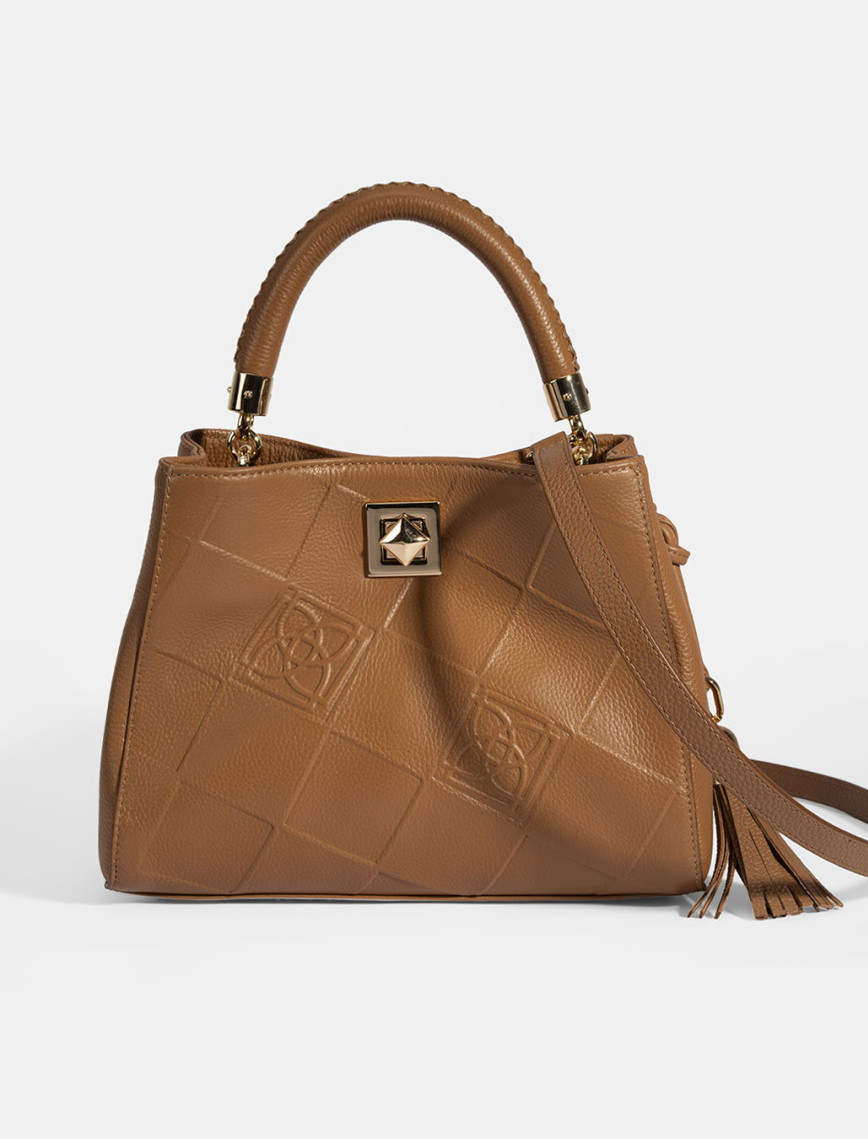 Kadın Kahve Püskül Aksesuarlı Deri El Çantası Kadın Kahve Püskül Aksesuarlı Deri El Çantası