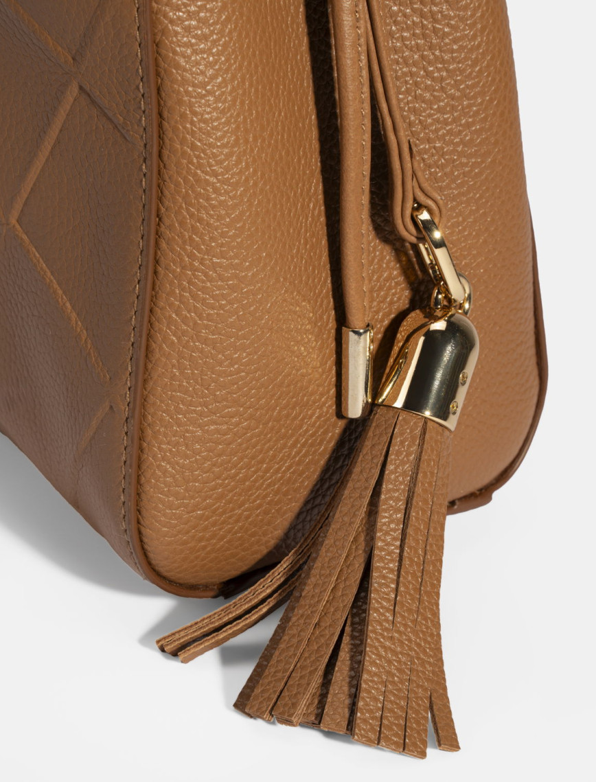 Kadın Kahve Püskül Aksesuarlı Deri El Çantası Kadın Kahve Püskül Aksesuarlı Deri El Çantası