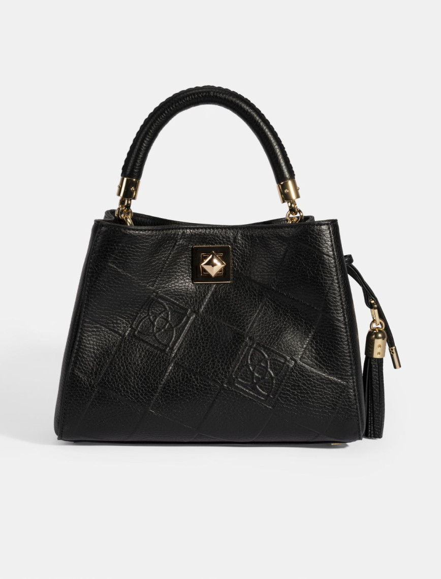 Kadın Siyah Püskül Aksesuarlı Deri El Çantası Kadın Siyah Püskül Aksesuarlı Deri El Çantası