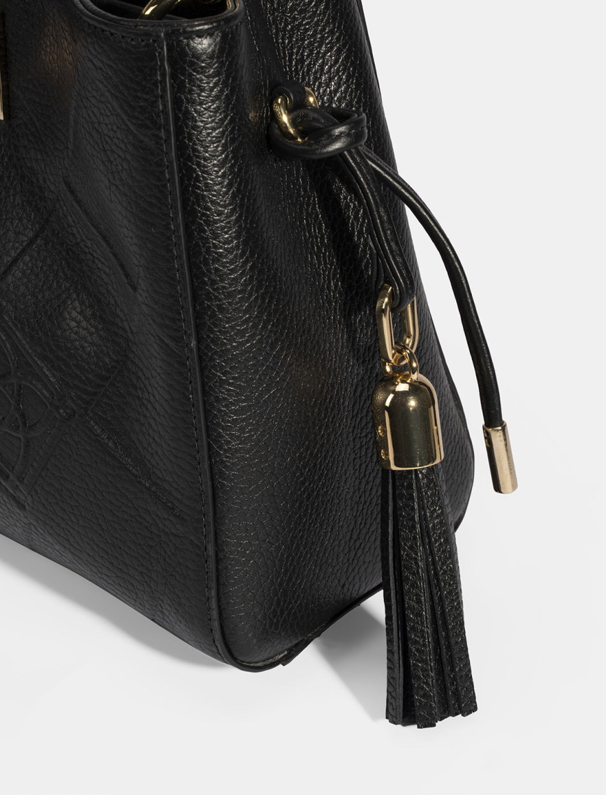 Kadın Siyah Püskül Aksesuarlı Deri El Çantası Kadın Siyah Püskül Aksesuarlı Deri El Çantası