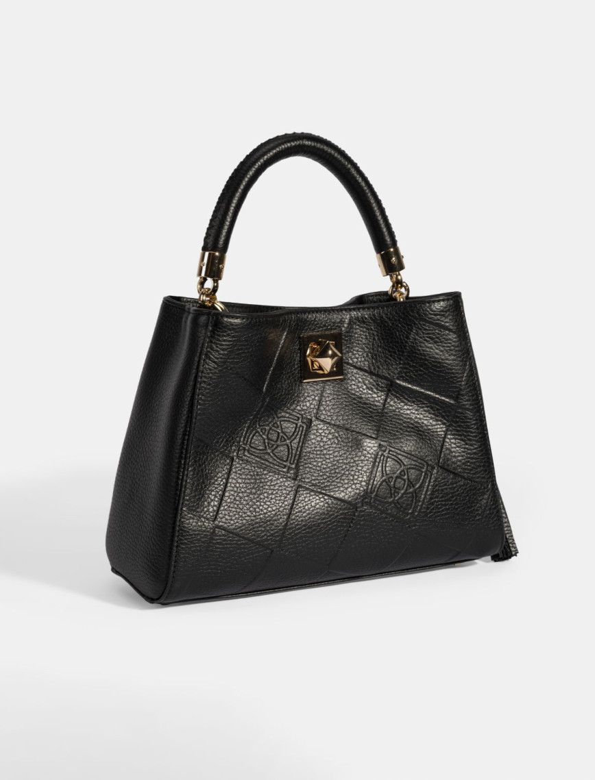 Kadın Siyah Püskül Aksesuarlı Deri El Çantası Kadın Siyah Püskül Aksesuarlı Deri El Çantası