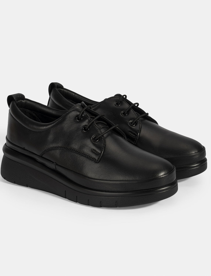 Kadın Siyah Bağcıklı DesaComfort Deri Ayakkabı Kadın Siyah Bağcıklı DesaComfort Deri Ayakkabı