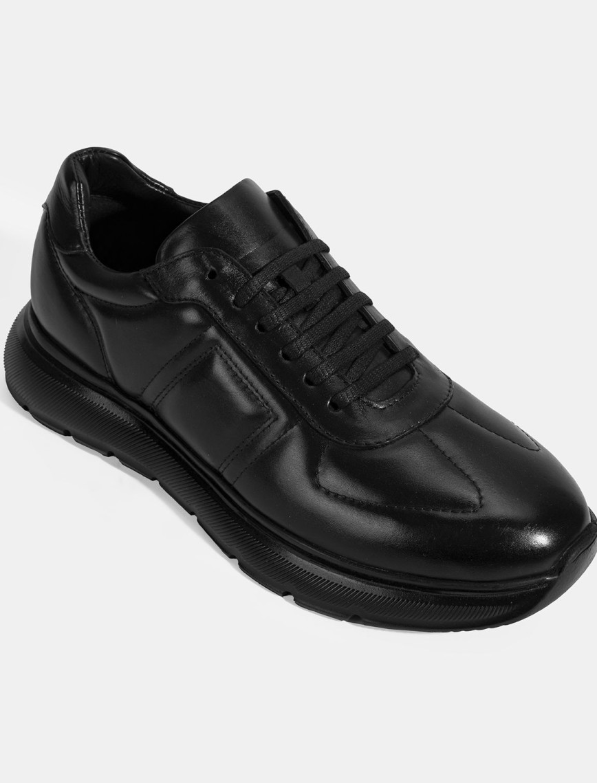 Erkek Siyah Bağcıklı Deri Spor Ayakkabı Erkek Siyah Bağcıklı Deri Spor Ayakkabı