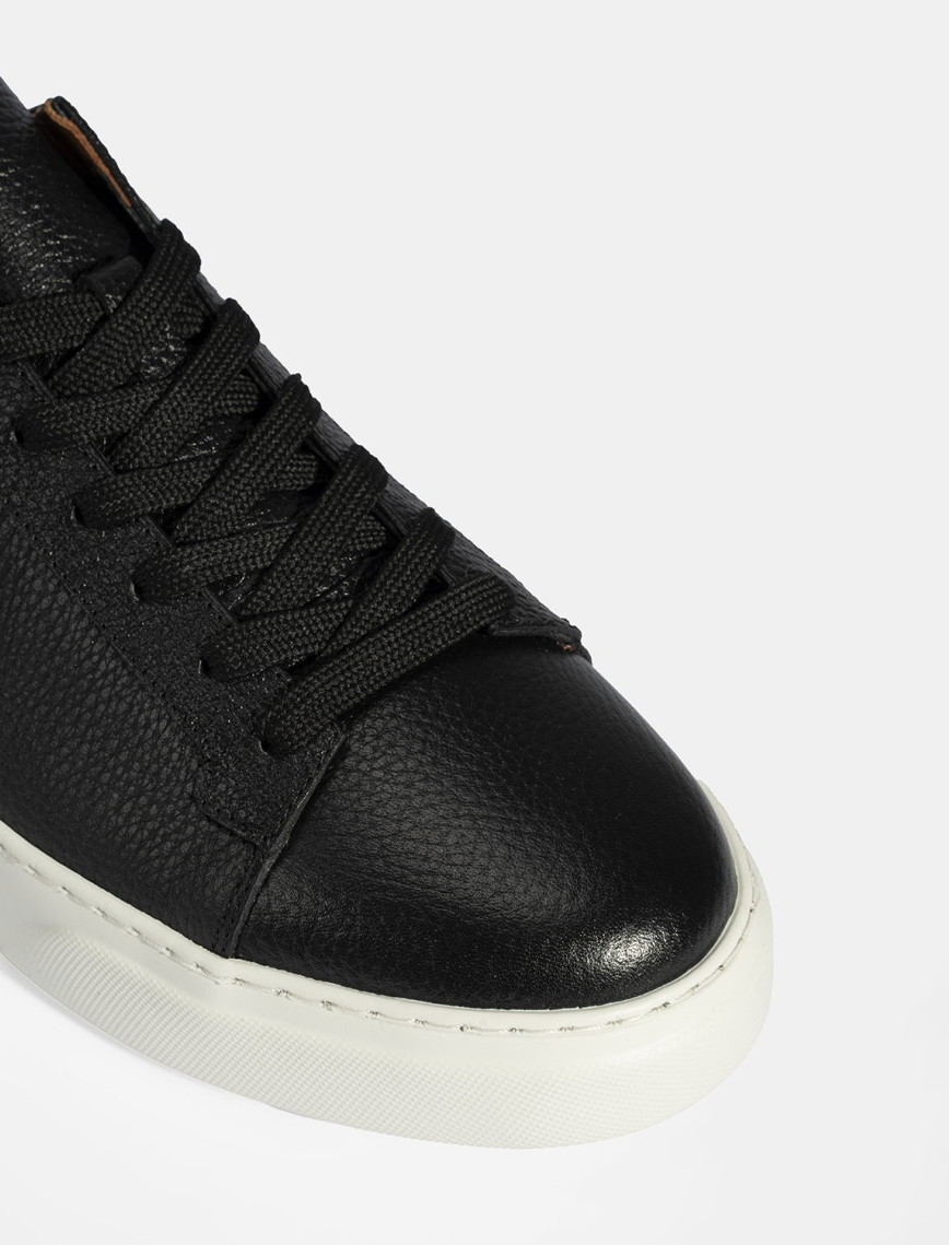 Erkek Siyah Bağcıklı Deri Günlük Ayakkabı