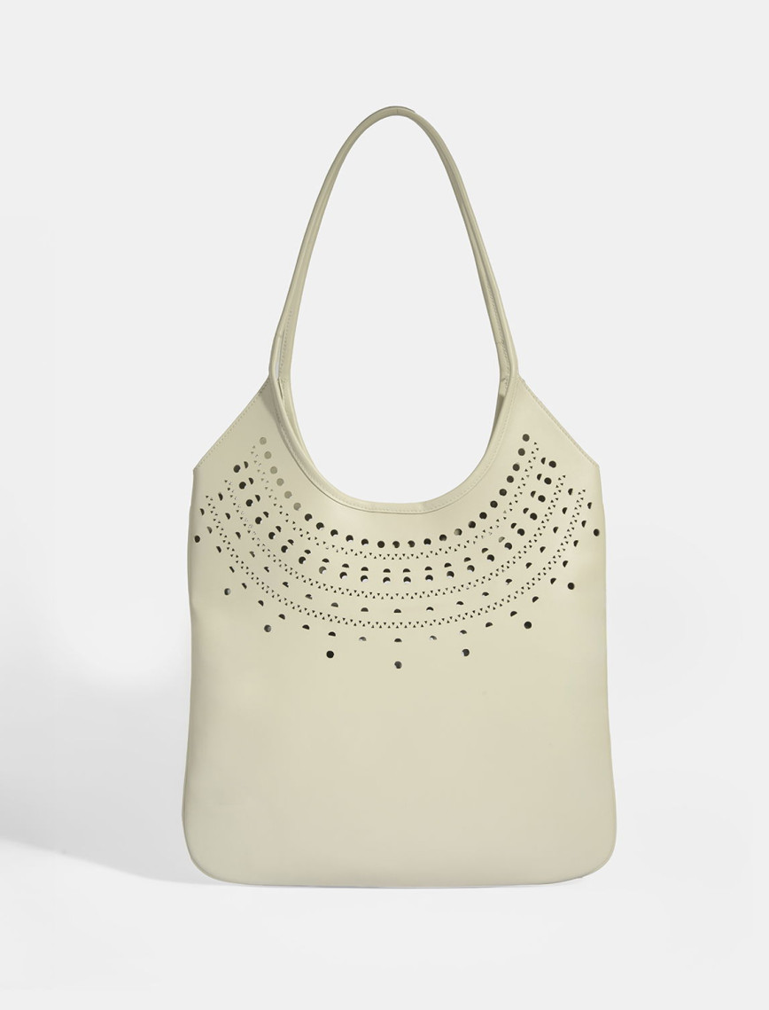 Kadın Beyaz Perforeli Süet Omuz Çantası Kadın Beyaz Perforeli Süet Omuz Çantası