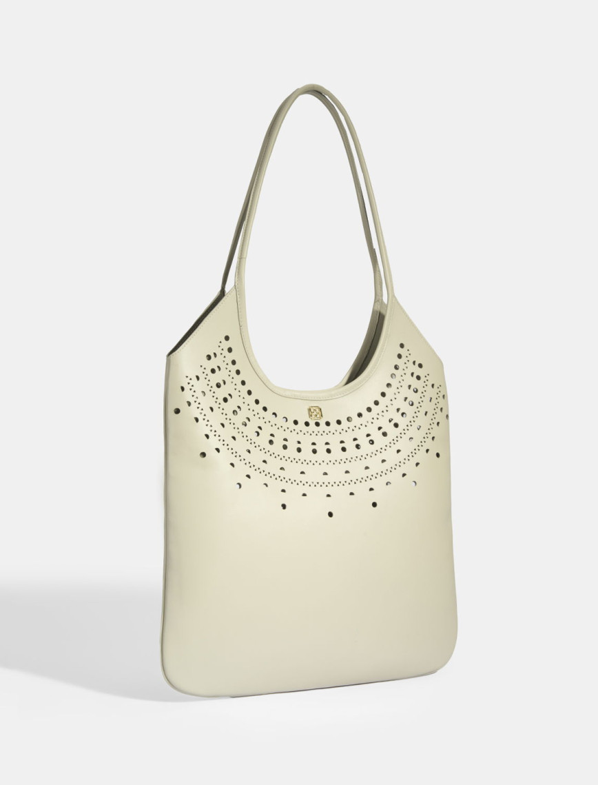 Kadın Beyaz Perforeli Süet Omuz Çantası Kadın Beyaz Perforeli Süet Omuz Çantası