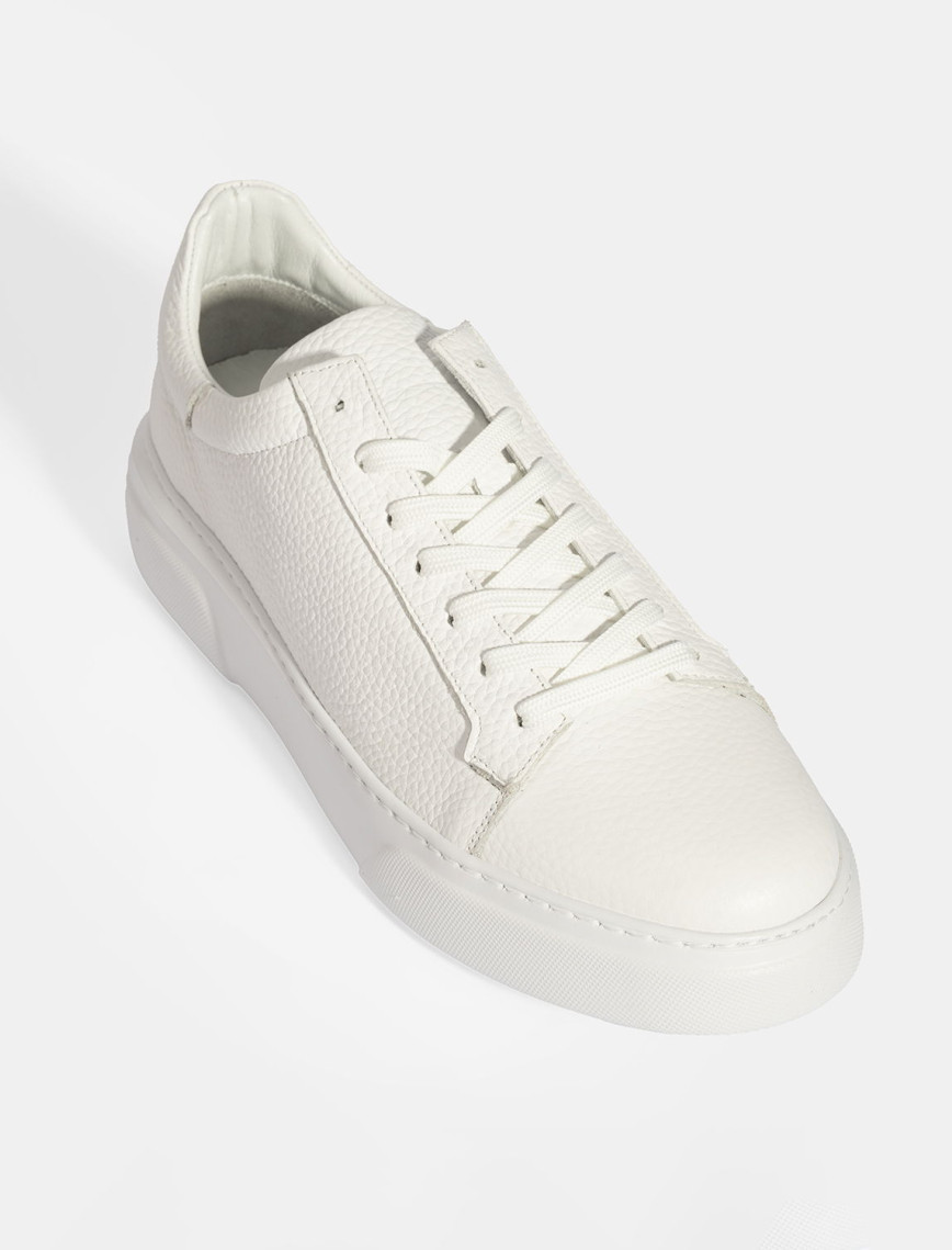 Erkek Beyaz Bağcıklı Deri Günlük Ayakkabı