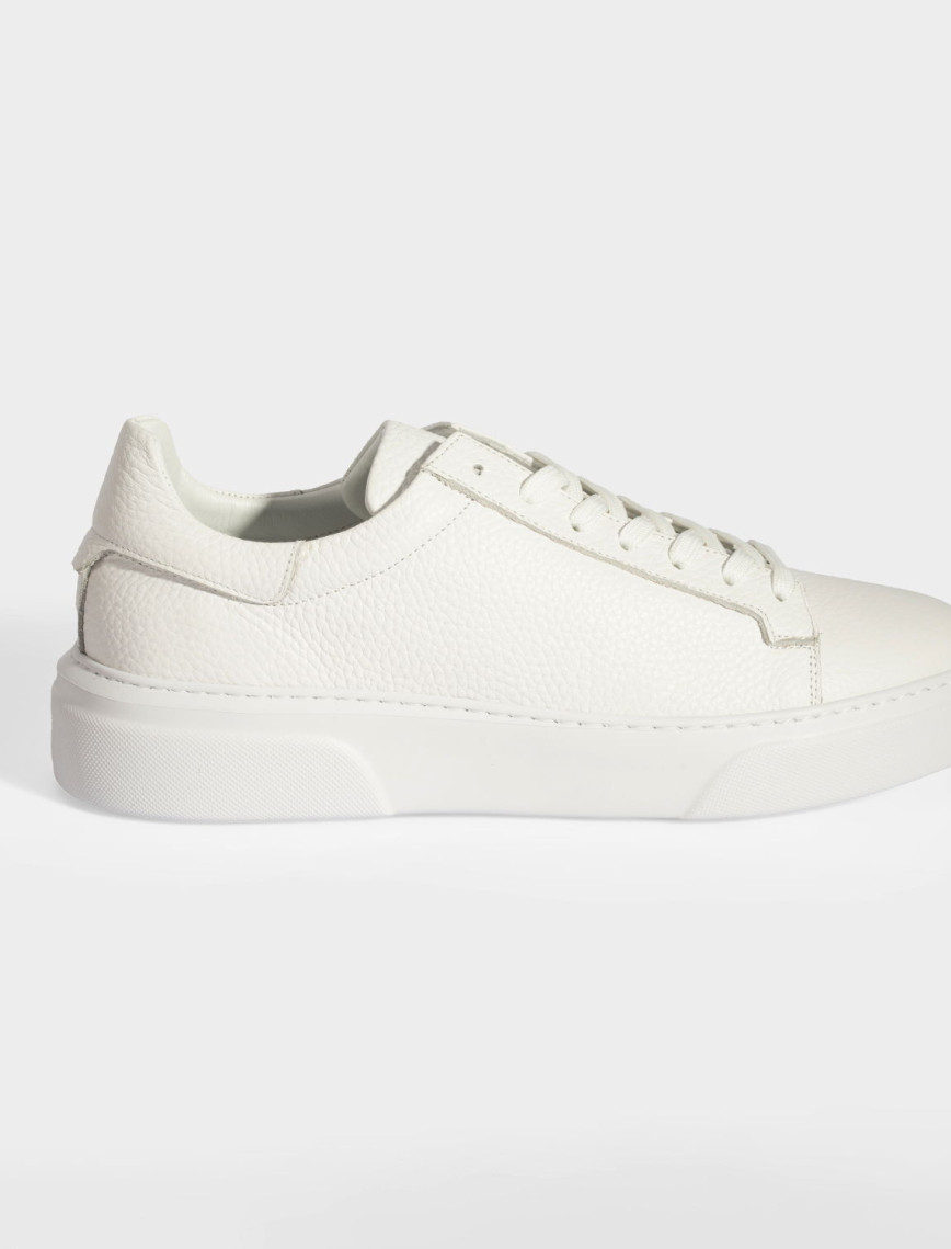 Erkek Beyaz Bağcıklı Deri Günlük Ayakkabı