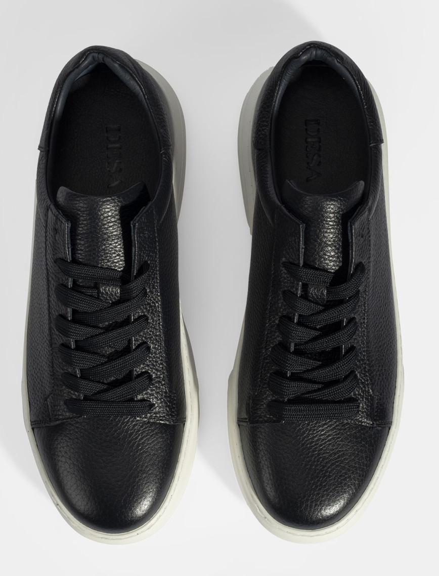 Erkek Lacivert Bağcıklı Deri Günlük Ayakkabı