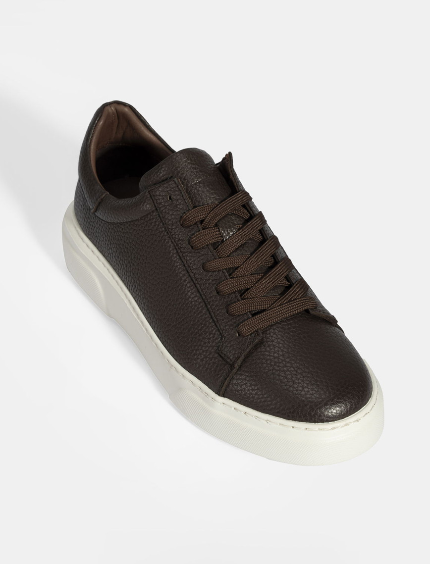 Erkek Kahve Bağcıklı Deri Günlük Ayakkabı