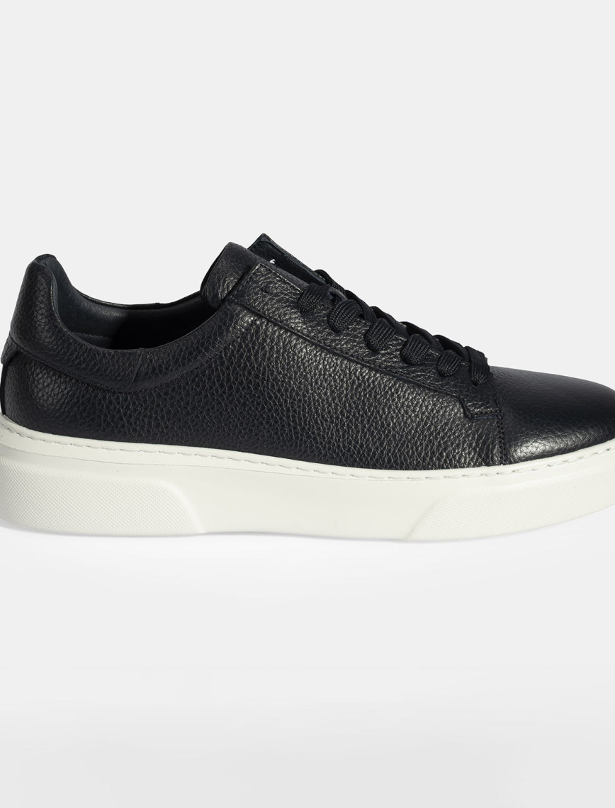 Erkek Lacivert Bağcıklı Deri Günlük Ayakkabı