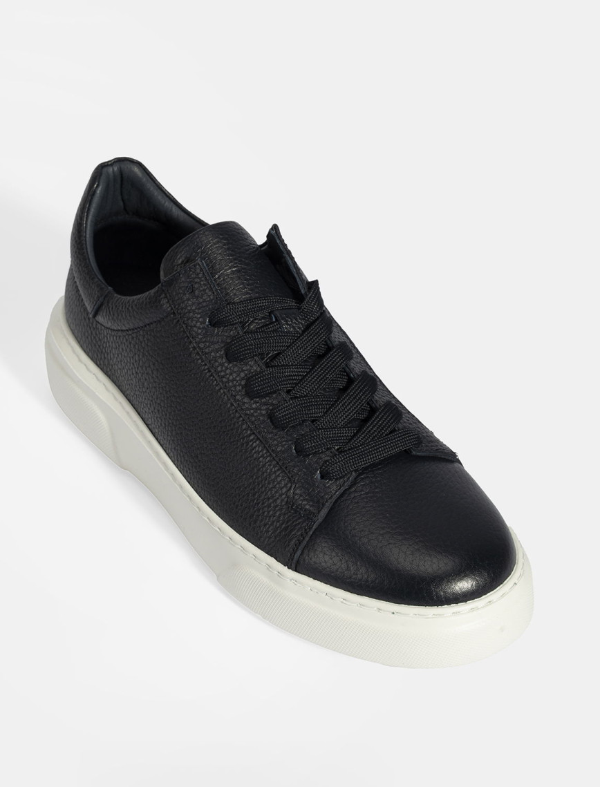 Erkek Lacivert Bağcıklı Deri Günlük Ayakkabı