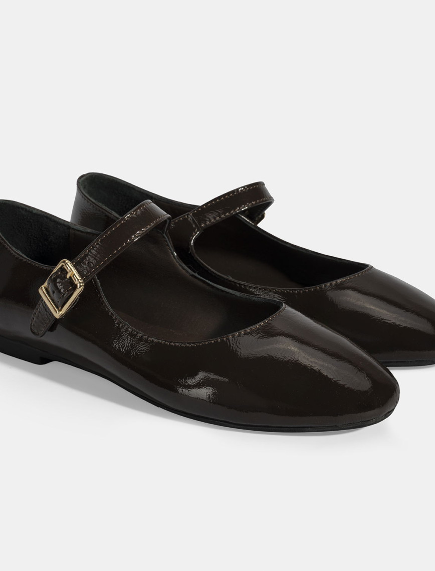 Kadın Siyah Ayarlanabilir Tokalı Deri Babet Kadın Siyah Ayarlanabilir Tokalı Deri Babet