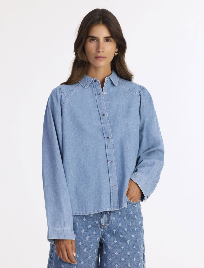 YARGICI Balon Kollu Denim Gömlek YARGICI Balon Kollu Denim Gömlek