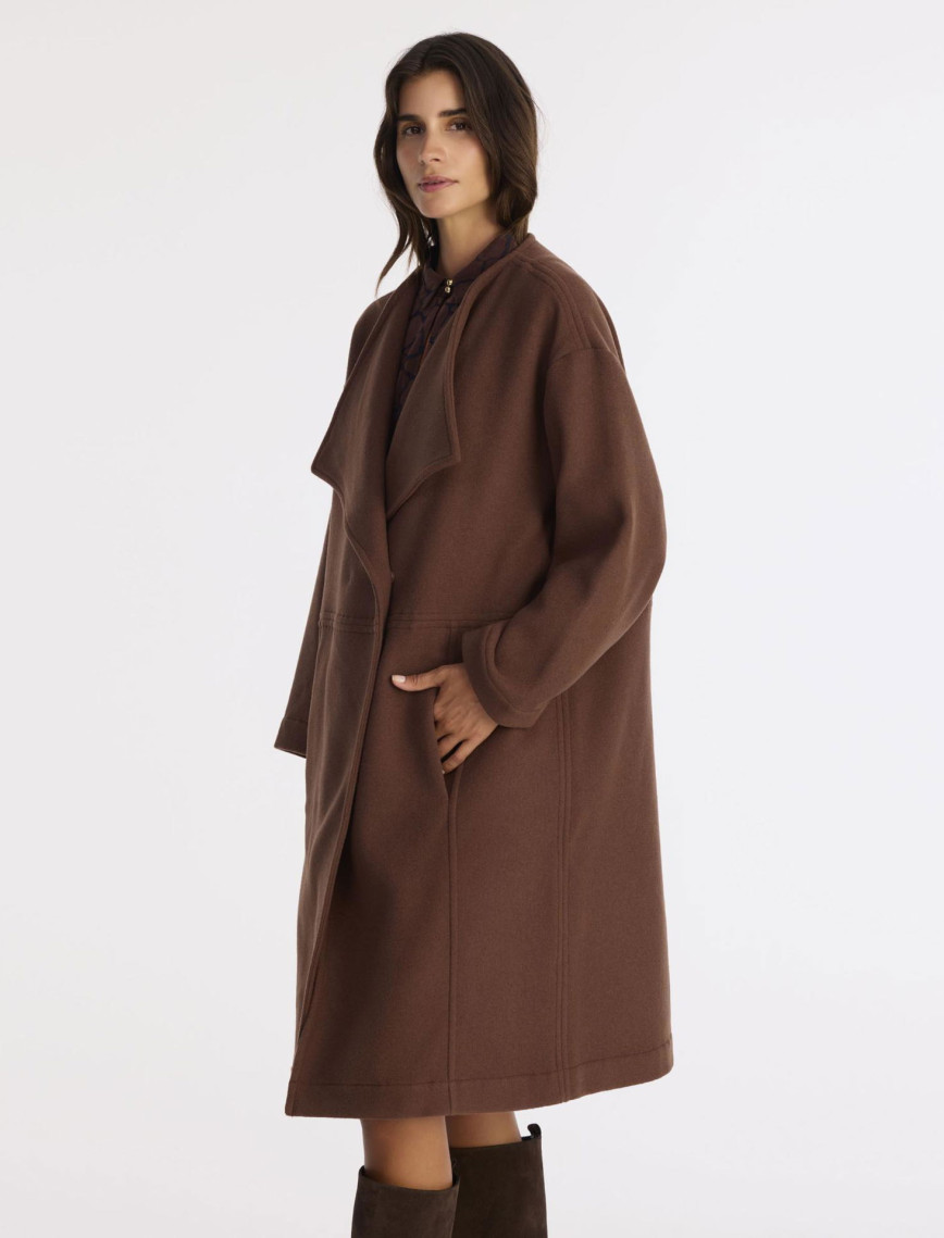 YARGICI Geniş Şal Yaka Uzun Kol Palto