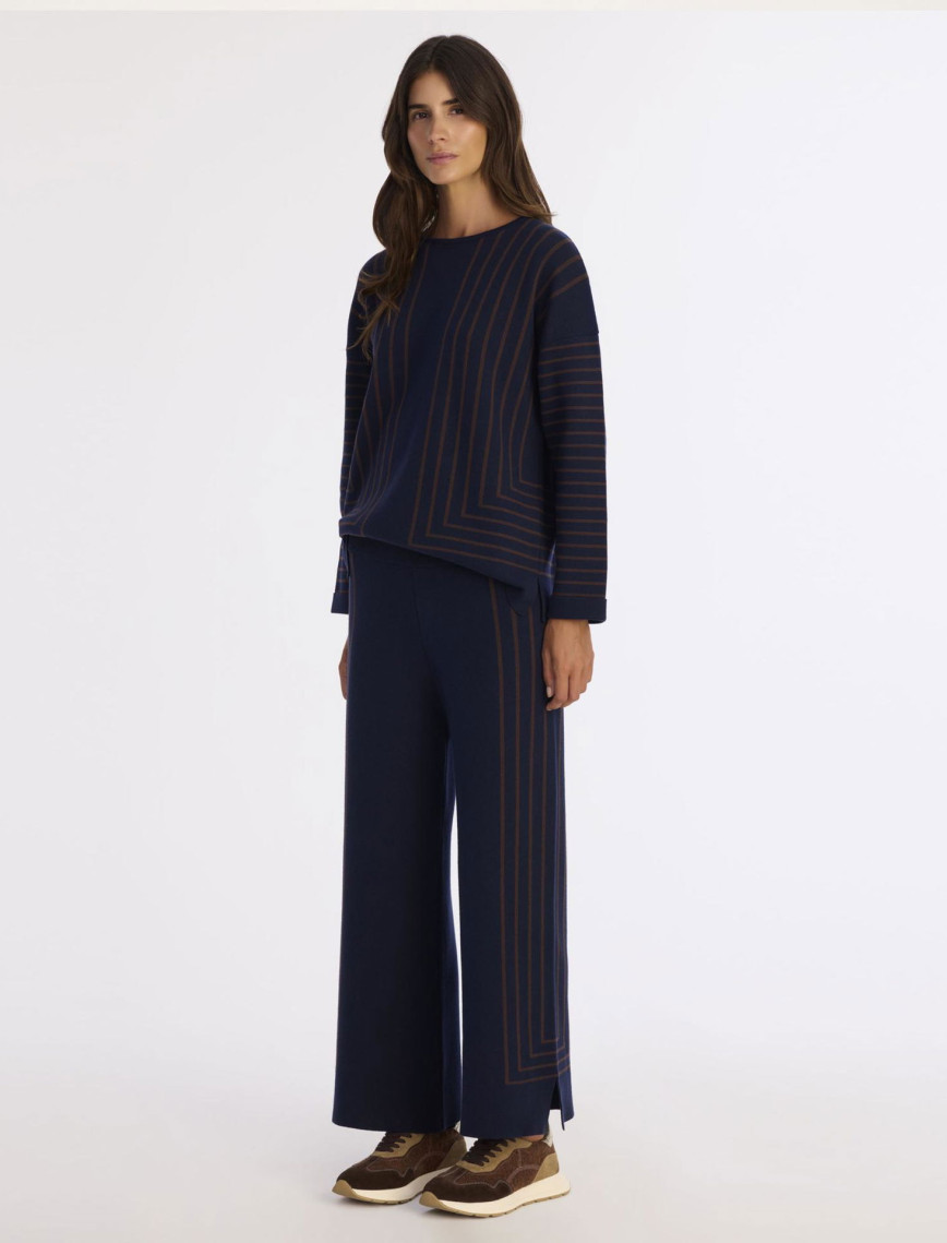 YARGICI Çizgili Rakat Kalıp Triko Pantolon YARGICI Çizgili Rakat Kalıp Triko Pantolon